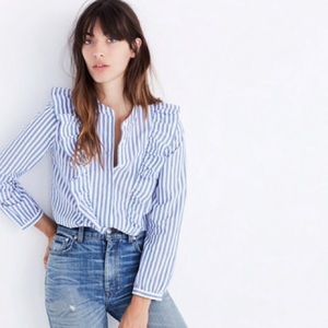 Madewell Striped Ruffle top